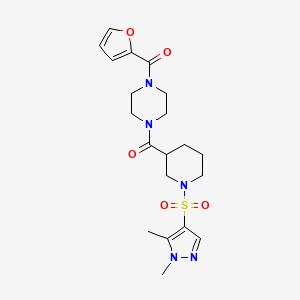 molecular formula C20H27N5O5S B10926442 {1-[(1,5-dimethyl-1H-pyrazol-4-yl)sulfonyl]piperidin-3-yl}[4-(furan-2-ylcarbonyl)piperazin-1-yl]methanone 