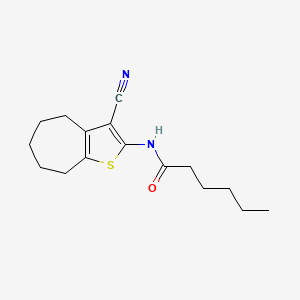 N-(3-cyano-5,6,7,8-tetrahydro-4H-cyclohepta[b]thiophen-2-yl)hexanamide