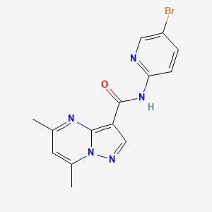 molecular formula C14H12BrN5O B10926485 N-(5-bromopyridin-2-yl)-5,7-dimethylpyrazolo[1,5-a]pyrimidine-3-carboxamide 