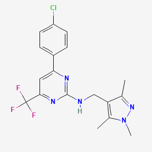 molecular formula C18H17ClF3N5 B10926502 4-(4-chlorophenyl)-6-(trifluoromethyl)-N-[(1,3,5-trimethyl-1H-pyrazol-4-yl)methyl]pyrimidin-2-amine 