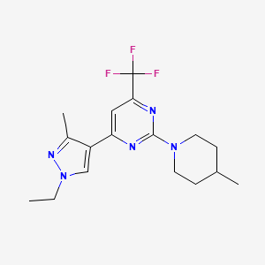 4-(1-ethyl-3-methyl-1H-pyrazol-4-yl)-2-(4-methylpiperidin-1-yl)-6-(trifluoromethyl)pyrimidine