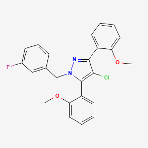 molecular formula C24H20ClFN2O2 B10926560 4-chloro-1-(3-fluorobenzyl)-3,5-bis(2-methoxyphenyl)-1H-pyrazole 