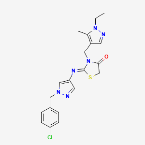 (2Z)-2-{[1-(4-chlorobenzyl)-1H-pyrazol-4-yl]imino}-3-[(1-ethyl-5-methyl-1H-pyrazol-4-yl)methyl]-1,3-thiazolidin-4-one