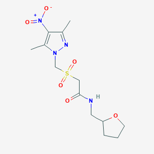 2-{[(3,5-dimethyl-4-nitro-1H-pyrazol-1-yl)methyl]sulfonyl}-N-(tetrahydrofuran-2-ylmethyl)acetamide