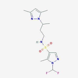 molecular formula C14H21F2N5O2S B10926600 1-(difluoromethyl)-N-[3-(3,5-dimethyl-1H-pyrazol-1-yl)butyl]-5-methyl-1H-pyrazole-4-sulfonamide 