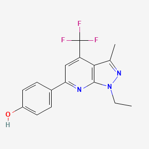 molecular formula C16H14F3N3O B10926620 4-[1-ethyl-3-methyl-4-(trifluoromethyl)-1H-pyrazolo[3,4-b]pyridin-6-yl]phenol 