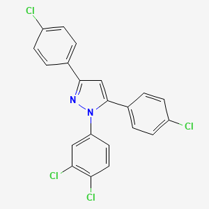 molecular formula C21H12Cl4N2 B10926626 3,5-bis(4-chlorophenyl)-1-(3,4-dichlorophenyl)-1H-pyrazole 