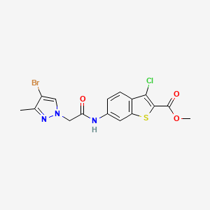 molecular formula C16H13BrClN3O3S B10926627 methyl 6-{[(4-bromo-3-methyl-1H-pyrazol-1-yl)acetyl]amino}-3-chloro-1-benzothiophene-2-carboxylate 