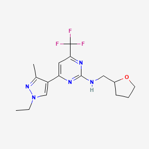 4-(1-ethyl-3-methyl-1H-pyrazol-4-yl)-N-(tetrahydrofuran-2-ylmethyl)-6-(trifluoromethyl)pyrimidin-2-amine