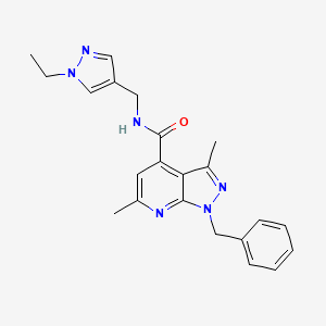 molecular formula C22H24N6O B10926702 1-benzyl-N-[(1-ethyl-1H-pyrazol-4-yl)methyl]-3,6-dimethyl-1H-pyrazolo[3,4-b]pyridine-4-carboxamide 