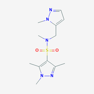 molecular formula C12H19N5O2S B10926762 N,1,3,5-tetramethyl-N-[(1-methyl-1H-pyrazol-5-yl)methyl]-1H-pyrazole-4-sulfonamide 