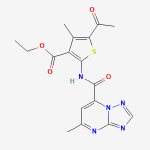 molecular formula C17H17N5O4S B10926787 Ethyl 5-acetyl-4-methyl-2-{[(5-methyl[1,2,4]triazolo[1,5-a]pyrimidin-7-yl)carbonyl]amino}thiophene-3-carboxylate 