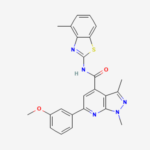 6-(3-methoxyphenyl)-1,3-dimethyl-N-(4-methyl-1,3-benzothiazol-2-yl)-1H-pyrazolo[3,4-b]pyridine-4-carboxamide