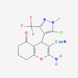 2-Amino-4-(5-chloro-1-methyl-3-(trifluoromethyl)-1H-pyrazol-4-yl)-5-oxo-5,6,7,8-tetrahydro-4H-chromene-3-carbonitrile