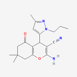 molecular formula C19H24N4O2 B10926883 2-Amino-7,7-dimethyl-4-(3-methyl-1-propyl-1H-pyrazol-5-YL)-5-oxo-5,6,7,8-tetrahydro-4H-chromen-3-YL cyanide 