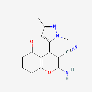 2-amino-4-(1,3-dimethyl-1H-pyrazol-5-yl)-5-oxo-5,6,7,8-tetrahydro-4H-chromene-3-carbonitrile