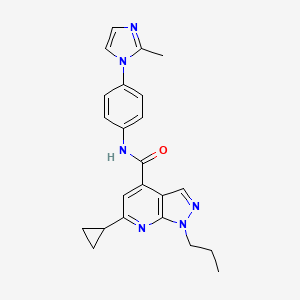 molecular formula C23H24N6O B10926933 6-cyclopropyl-N-[4-(2-methyl-1H-imidazol-1-yl)phenyl]-1-propyl-1H-pyrazolo[3,4-b]pyridine-4-carboxamide 