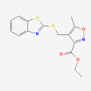 molecular formula C15H14N2O3S2 B10926984 Ethyl 4-[(1,3-benzothiazol-2-ylsulfanyl)methyl]-5-methyl-1,2-oxazole-3-carboxylate 