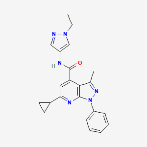 molecular formula C22H22N6O B10927021 6-cyclopropyl-N-(1-ethyl-1H-pyrazol-4-yl)-3-methyl-1-phenyl-1H-pyrazolo[3,4-b]pyridine-4-carboxamide 