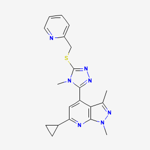 6-cyclopropyl-1,3-dimethyl-4-{4-methyl-5-[(pyridin-2-ylmethyl)sulfanyl]-4H-1,2,4-triazol-3-yl}-1H-pyrazolo[3,4-b]pyridine