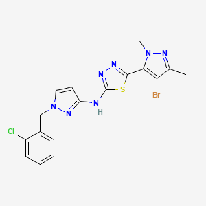 molecular formula C17H15BrClN7S B10927044 5-(4-bromo-1,3-dimethyl-1H-pyrazol-5-yl)-N-[1-(2-chlorobenzyl)-1H-pyrazol-3-yl]-1,3,4-thiadiazol-2-amine 