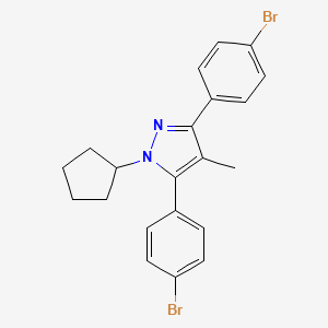 molecular formula C21H20Br2N2 B10927057 3,5-bis(4-bromophenyl)-1-cyclopentyl-4-methyl-1H-pyrazole 