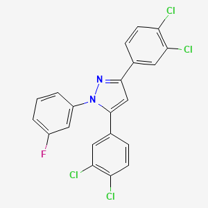 molecular formula C21H11Cl4FN2 B10927093 3,5-bis(3,4-dichlorophenyl)-1-(3-fluorophenyl)-1H-pyrazole 