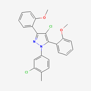 molecular formula C24H20Cl2N2O2 B10927098 4-chloro-1-(3-chloro-4-methylphenyl)-3,5-bis(2-methoxyphenyl)-1H-pyrazole 