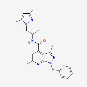 1-benzyl-N-[1-(3,5-dimethyl-1H-pyrazol-1-yl)propan-2-yl]-3,6-dimethyl-1H-pyrazolo[3,4-b]pyridine-4-carboxamide