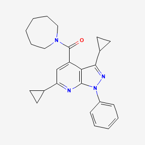 molecular formula C25H28N4O B10927147 azepan-1-yl(3,6-dicyclopropyl-1-phenyl-1H-pyrazolo[3,4-b]pyridin-4-yl)methanone 