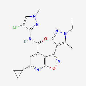 molecular formula C20H20ClN7O2 B10927148 N-(4-chloro-1-methyl-1H-pyrazol-3-yl)-6-cyclopropyl-3-(1-ethyl-5-methyl-1H-pyrazol-4-yl)[1,2]oxazolo[5,4-b]pyridine-4-carboxamide 