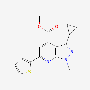 molecular formula C16H15N3O2S B10927149 methyl 3-cyclopropyl-1-methyl-6-(thiophen-2-yl)-1H-pyrazolo[3,4-b]pyridine-4-carboxylate 