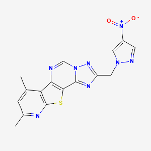 11,13-dimethyl-4-[(4-nitropyrazol-1-yl)methyl]-16-thia-3,5,6,8,14-pentazatetracyclo[7.7.0.02,6.010,15]hexadeca-1(9),2,4,7,10(15),11,13-heptaene