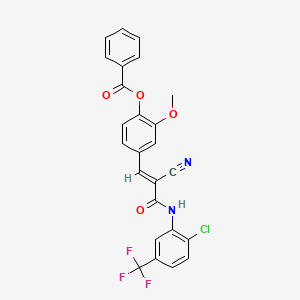 4-[(1E)-3-{[2-chloro-5-(trifluoromethyl)phenyl]amino}-2-cyano-3-oxoprop-1-en-1-yl]-2-methoxyphenyl benzoate