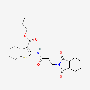 molecular formula C23H30N2O5S B10927216 propyl 2-{[3-(1,3-dioxooctahydro-2H-isoindol-2-yl)propanoyl]amino}-4,5,6,7-tetrahydro-1-benzothiophene-3-carboxylate 