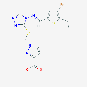 methyl 1-{[(4-{[(E)-(4-bromo-5-ethylthiophen-2-yl)methylidene]amino}-4H-1,2,4-triazol-3-yl)sulfanyl]methyl}-1H-pyrazole-3-carboxylate