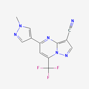 molecular formula C12H7F3N6 B10927270 5-(1-methyl-1H-pyrazol-4-yl)-7-(trifluoromethyl)pyrazolo[1,5-a]pyrimidine-3-carbonitrile 