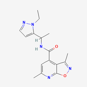 molecular formula C16H19N5O2 B10927292 N-[1-(1-ethyl-1H-pyrazol-5-yl)ethyl]-3,6-dimethyl[1,2]oxazolo[5,4-b]pyridine-4-carboxamide 