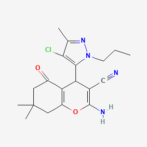 2-Amino-4-(4-chloro-3-methyl-1-propyl-1H-pyrazol-5-yl)-7,7-dimethyl-5-oxo-5,6,7,8-tetrahydro-4H-chromene-3-carbonitrile