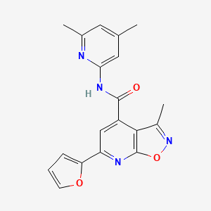 molecular formula C19H16N4O3 B10927317 N-(4,6-dimethylpyridin-2-yl)-6-(furan-2-yl)-3-methyl[1,2]oxazolo[5,4-b]pyridine-4-carboxamide 