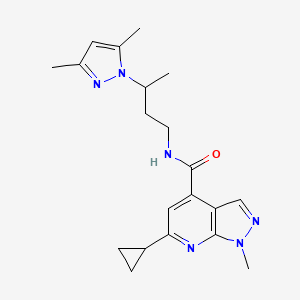 molecular formula C20H26N6O B10927339 6-cyclopropyl-N-[3-(3,5-dimethyl-1H-pyrazol-1-yl)butyl]-1-methyl-1H-pyrazolo[3,4-b]pyridine-4-carboxamide 