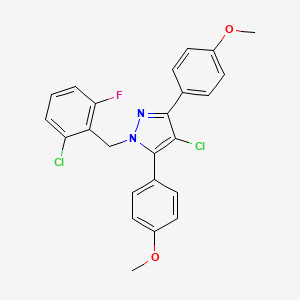 molecular formula C24H19Cl2FN2O2 B10927355 4-chloro-1-(2-chloro-6-fluorobenzyl)-3,5-bis(4-methoxyphenyl)-1H-pyrazole 