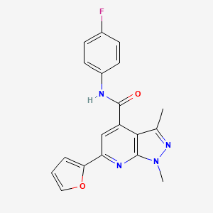 molecular formula C19H15FN4O2 B10927402 N-(4-fluorophenyl)-6-(furan-2-yl)-1,3-dimethyl-1H-pyrazolo[3,4-b]pyridine-4-carboxamide 