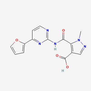 molecular formula C14H11N5O4 B10927436 5-{[4-(furan-2-yl)pyrimidin-2-yl]carbamoyl}-1-methyl-1H-pyrazole-4-carboxylic acid CAS No. 1007344-27-5