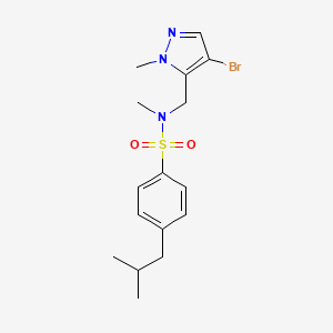 molecular formula C16H22BrN3O2S B10927443 N-[(4-bromo-1-methyl-1H-pyrazol-5-yl)methyl]-N-methyl-4-(2-methylpropyl)benzenesulfonamide 