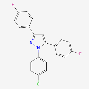 molecular formula C21H13ClF2N2 B10927464 1-(4-chlorophenyl)-3,5-bis(4-fluorophenyl)-1H-pyrazole 