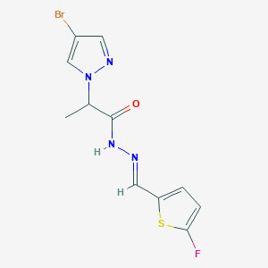 molecular formula C11H10BrFN4OS B10927472 2-(4-Bromo-1H-pyrazol-1-yl)-N'-((5-fluorothiophen-2-yl)methylene)propanehydrazide 