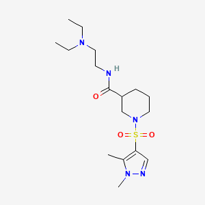 molecular formula C17H31N5O3S B10927481 N-[2-(diethylamino)ethyl]-1-[(1,5-dimethyl-1H-pyrazol-4-yl)sulfonyl]piperidine-3-carboxamide 