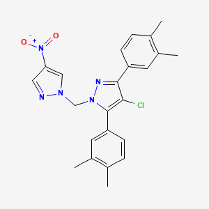 4-chloro-3,5-bis(3,4-dimethylphenyl)-1-[(4-nitro-1H-pyrazol-1-yl)methyl]-1H-pyrazole