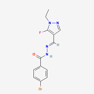 molecular formula C13H12BrFN4O B10927506 4-Bromo-N'-((1-ethyl-5-fluoro-1H-pyrazol-4-yl)methylene)benzohydrazide 